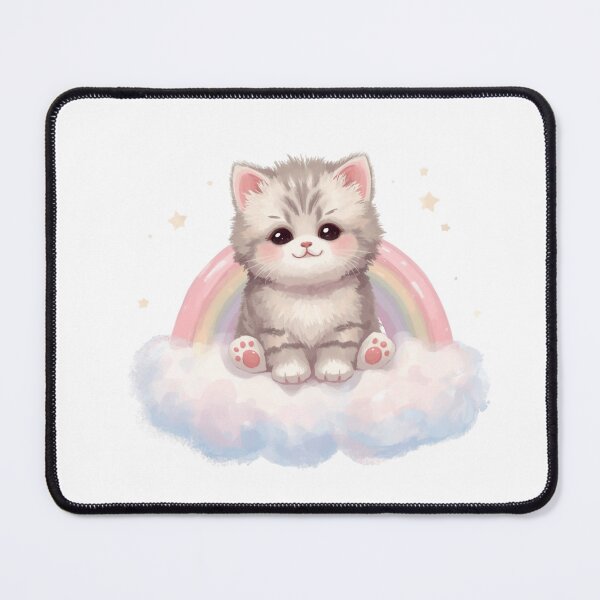 Item preview, Fluffy Kitten Sitting on Rainbow Cloud designed and sold by Oddifys.