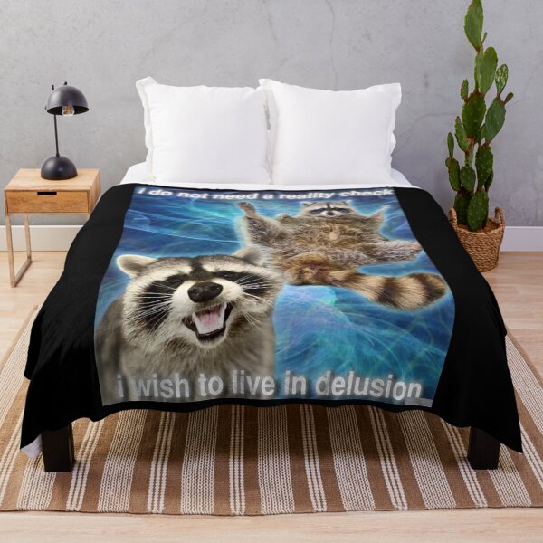 Item preview, I do not need a reality check, I wish to live in delusion - funny raccoon quote Active Retro Raccoon designed and sold by CallahanRe.