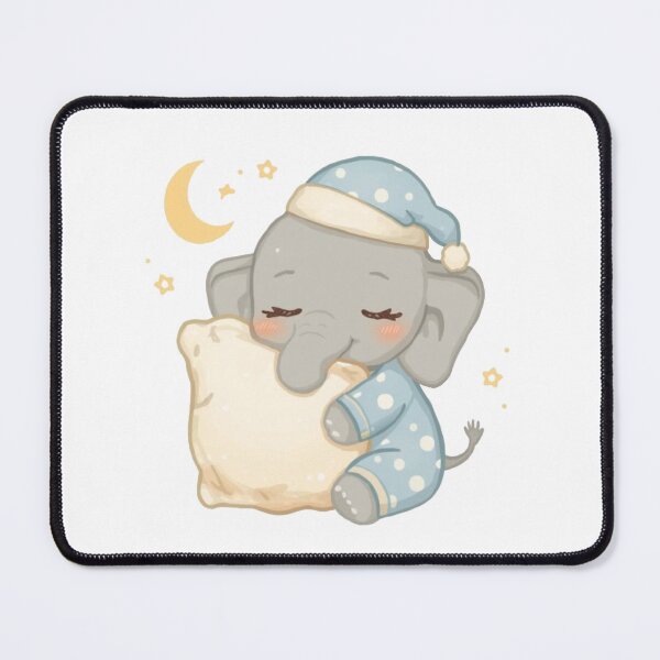 Item preview, A Sleepy Baby Elephant - Kawaii Hugging a Fluffy Pillow designed and sold by DigitfanStudio.
