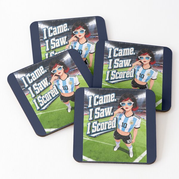 Item preview, I Came I Saw I Scored - Argentina Football Retro Girl Illustration designed and sold by Hen-C-Art.