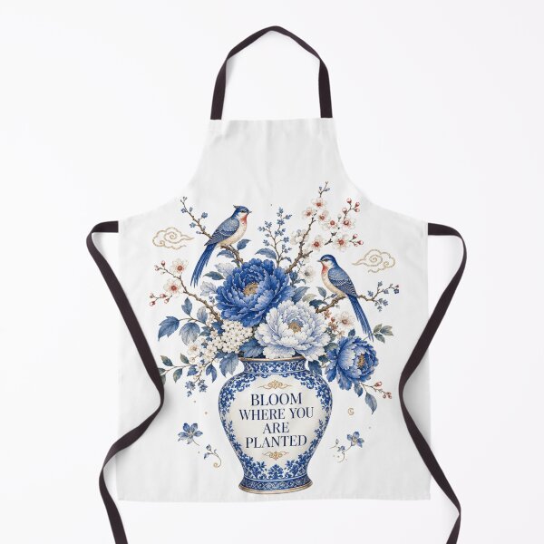 Item preview, Bloom Where You Are Planted Blue Chinoiserie Vase | Inspirational Floral Art designed and sold by Fernhaven.