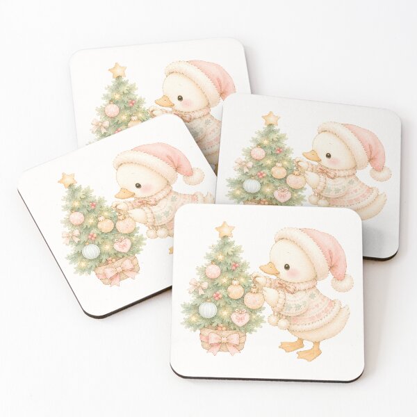 Item preview, Cute Christmas Duck Decorating Tree | Pastel Holiday Duck Watercolor designed and sold by looplandger.
