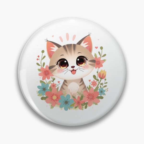 Item preview, Playful Kitten with Flowers and Hearts designed and sold by Oddifys.
