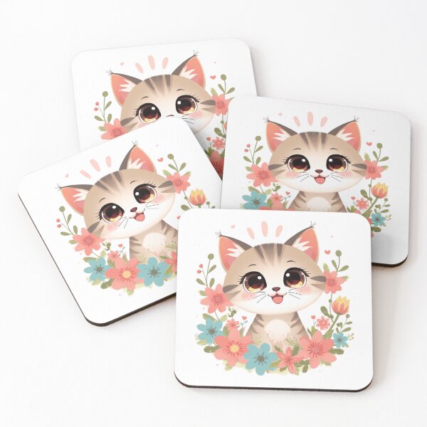Item preview, Playful Kitten with Flowers and Hearts designed and sold by Oddifys.