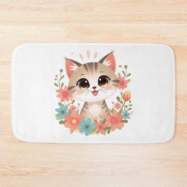 Item preview, Playful Kitten with Flowers and Hearts designed and sold by Oddifys.