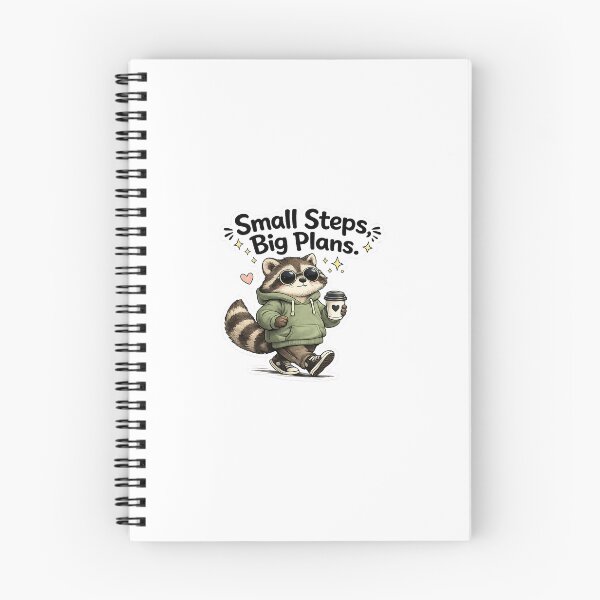 Item preview, Small Steps Big Plans Raccoon Sticker | Cute Motivational Raccoon designed and sold by Doodle ⭐⭐⭐⭐⭐.