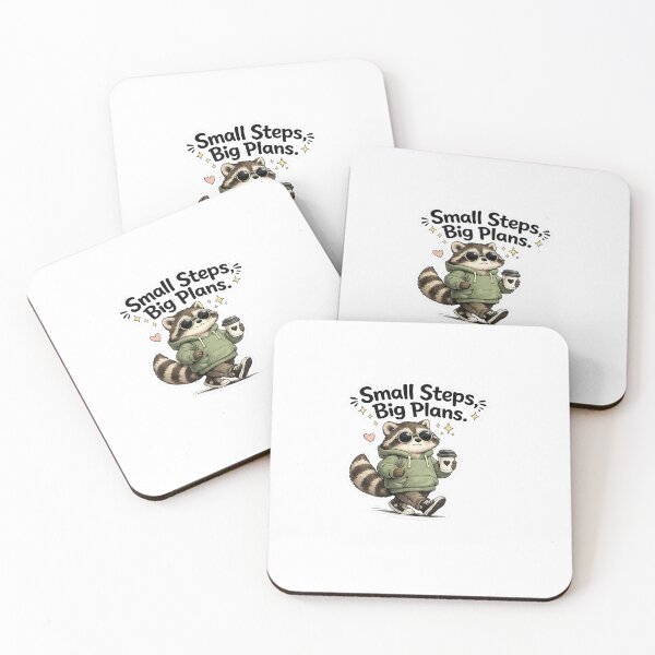 Item preview, Small Steps Big Plans Raccoon Sticker | Cute Motivational Raccoon designed and sold by Doodle ⭐⭐⭐⭐⭐.