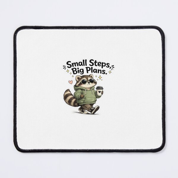 Item preview, Small Steps Big Plans Raccoon Sticker | Cute Motivational Raccoon designed and sold by Doodle ⭐⭐⭐⭐⭐.