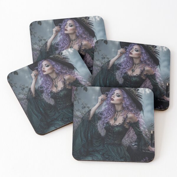 Item preview, Lavender-Haired Gothic Witch | Enchanted Forest Witchcore Portrait | Dark Fantasy Wall Art designed and sold by WhimsyWink.