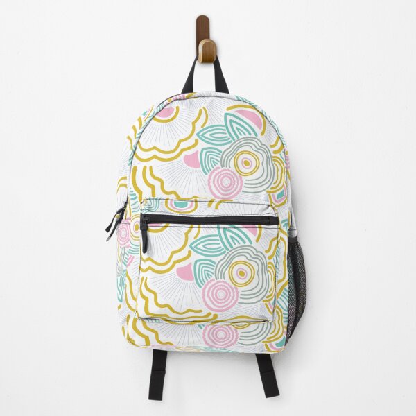 Item preview, Seamless pattern with abstract hand-drawn boho flowers, leaves, and wavy lines in pastel colors on a white background. designed and sold by maewjpho.