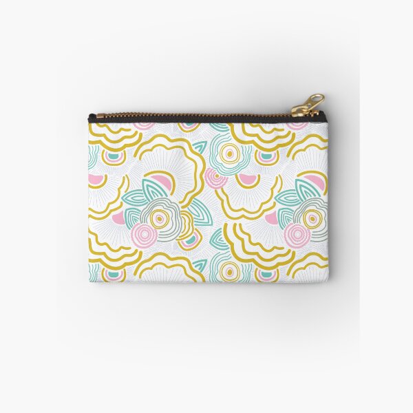 Item preview, Seamless pattern with abstract hand-drawn boho flowers, leaves, and wavy lines in pastel colors on a white background. designed and sold by maewjpho.