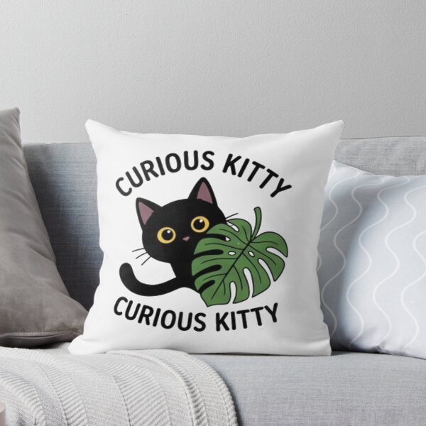 Item preview, Curious Kitty Cute Black Cat Monstera Leaf designed and sold by Rehnair.