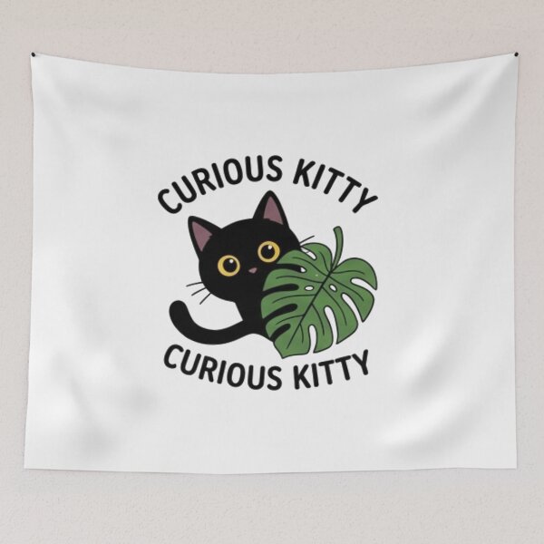 Item preview, Curious Kitty Cute Black Cat Monstera Leaf designed and sold by Rehnair.