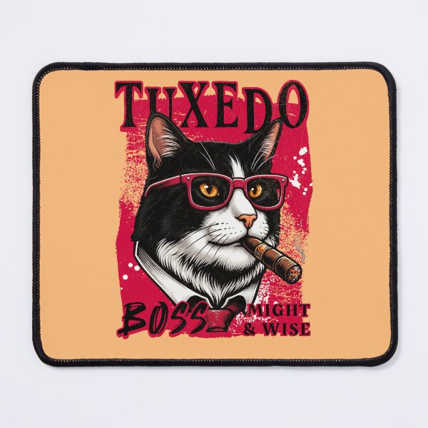 Item preview, Tuxedo Cat Boss Design – Funny Tuxedo Cat with Cigar Mafia Style designed and sold by PixelsPaws.