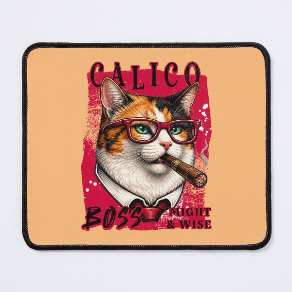 Item preview, Calico Cat Boss Design – Funny Calico Cat with Cigar Mafia Style designed and sold by PixelsPaws.