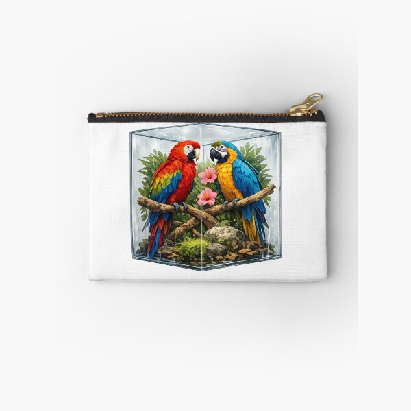 Item preview, Two Parrots in a Transparent Glass Box | Tropical Bird Graphic T-Shirt | Colorful Nature Hoodie Design designed and sold by Lifehackerplus1.