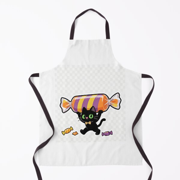 Item preview, Cute Black Cat Carrying Giant Halloween Candy – Kawaii Cartoon Trick or Treat Illustration designed and sold by OksArtStudio.