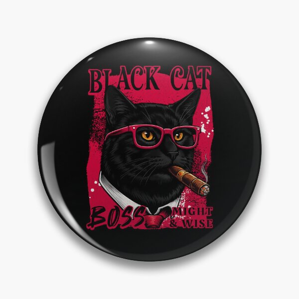 Item preview, Black Cat Boss Design – Funny Black Cat with Cigar Mafia Style designed and sold by PixelsPaws.