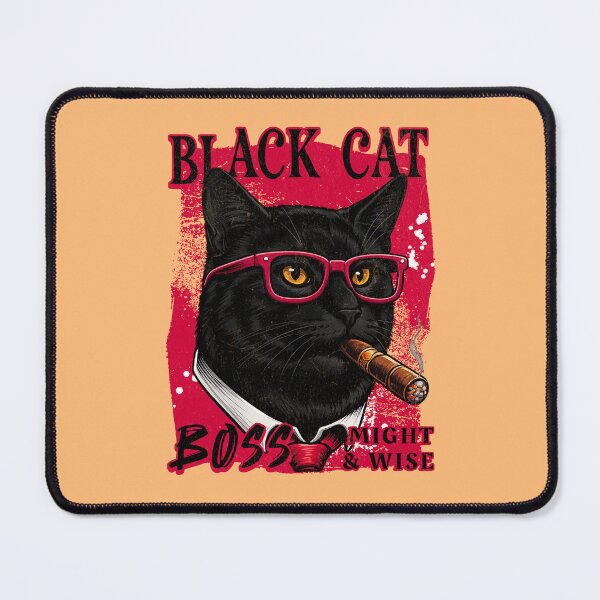 Item preview, Black Cat Boss Design – Funny Black Cat with Cigar Mafia Style designed and sold by PixelsPaws.
