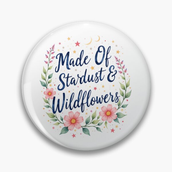 Item preview, Made Of Stardust And Wildflowers | Celestial Floral Quote Design With Pink Flowers Stars Moon Wreath For Nature Lovers designed and sold by Connys Colorful World.