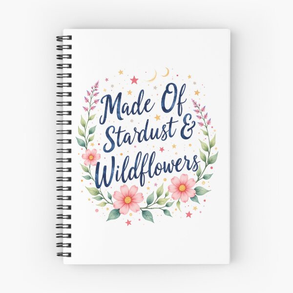 Item preview, Made Of Stardust And Wildflowers | Celestial Floral Quote Design With Pink Flowers Stars Moon Wreath For Nature Lovers designed and sold by Connys Colorful World.