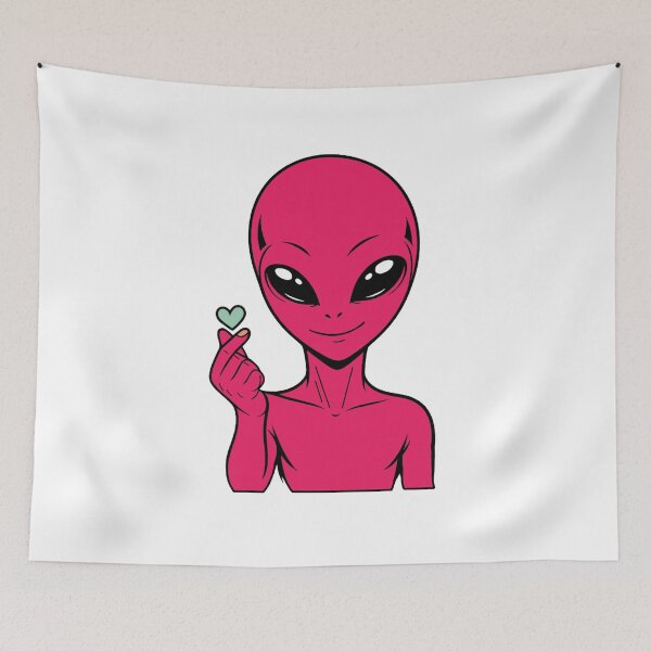 Item preview, Alien Finger Heart – Cute Space Alien Love Gesture Sticker designed and sold by The-Visitors.