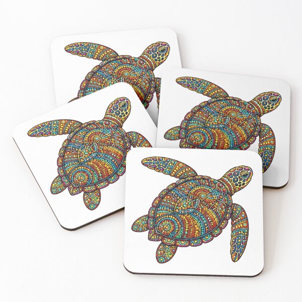 Item preview, Colorful Tribal Sea Turtle | Boho Ocean Wildlife Art designed and sold by Zaru Zentangle Studio.