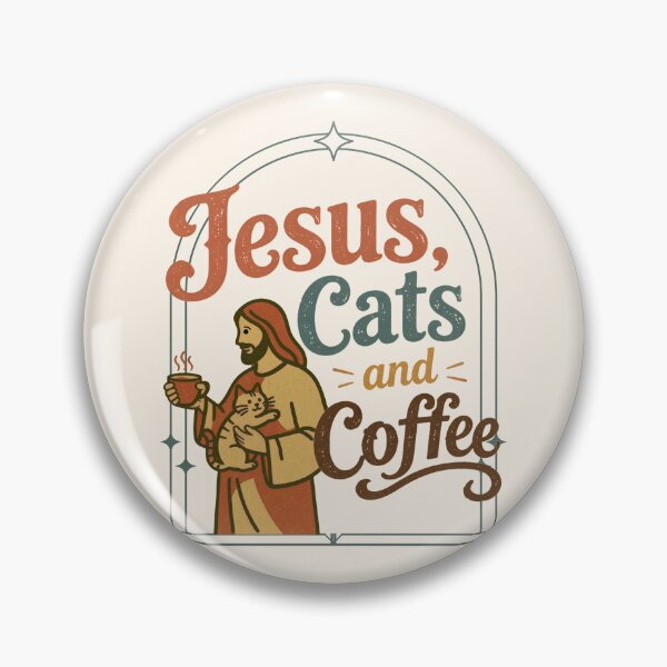 Item preview, Jesus, Cats, and Coffee – Retro Christian Cat Lover Design designed and sold by Alt Christian.