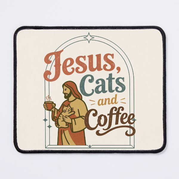 Item preview, Jesus, Cats, and Coffee – Retro Christian Cat Lover Design designed and sold by Alt Christian.