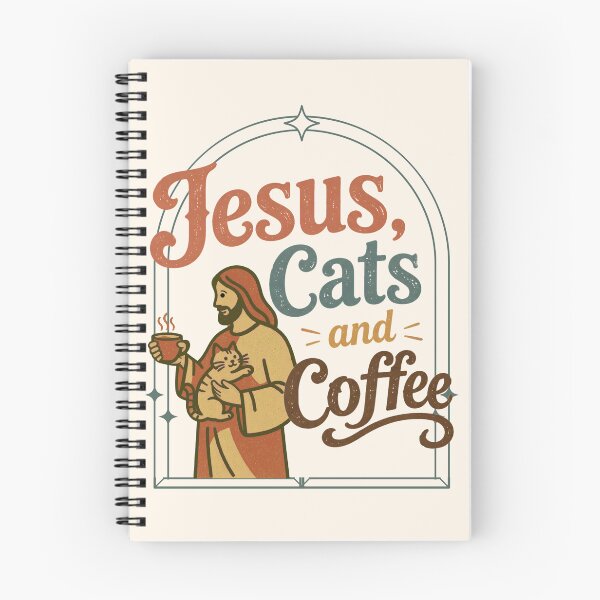 Item preview, Jesus, Cats, and Coffee – Retro Christian Cat Lover Design designed and sold by Alt Christian.
