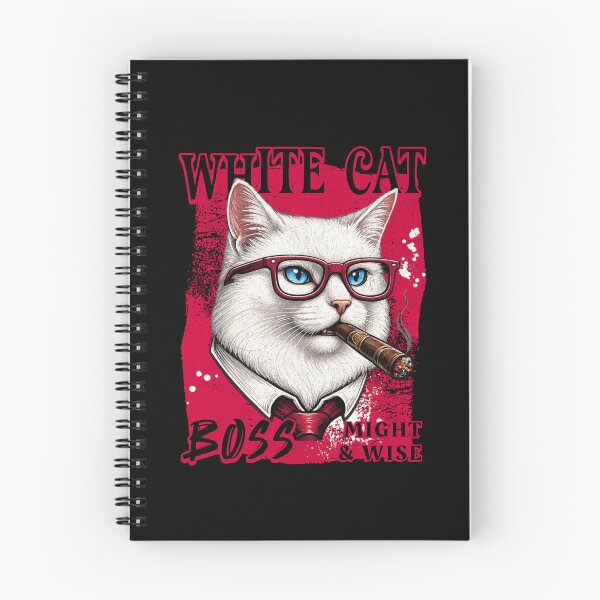 Item preview, White Cat Boss Design – Funny White Cat with Cigar Mafia Style designed and sold by PixelsPaws.