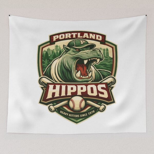 Item preview, Portland Hippos Vintage Baseball Retro Team Logo Tee, Fictional For Men designed and sold by KirbyDa.