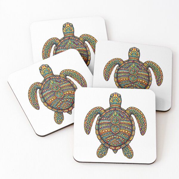 Item preview, Colorful Sea Turtle Top View | Tribal Ocean Art designed and sold by Zaru Art Studio.