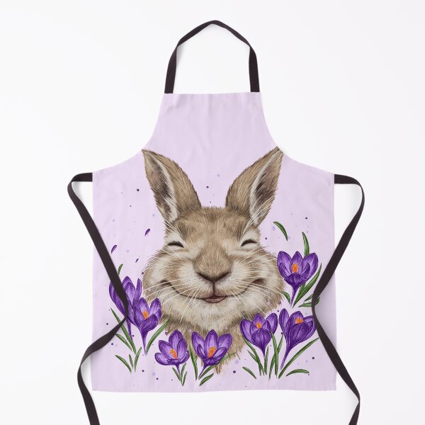 Item preview, Happy hare among crocuses, smiling Easter bunny and purple flowers, spring purple crocuses, garden, wildlife, animal protection designed and sold by ArtbySvetik.