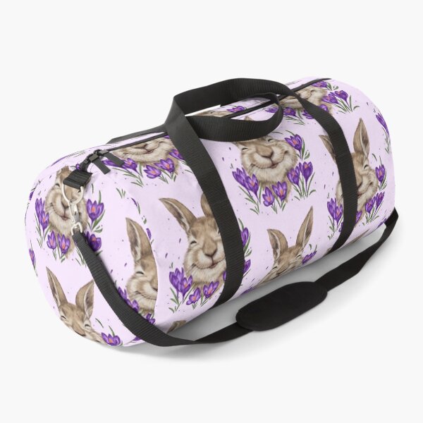 Item preview, Happy hare among crocuses, smiling Easter bunny and purple flowers, spring purple crocuses, garden, wildlife, animal protection designed and sold by ArtbySvetik.