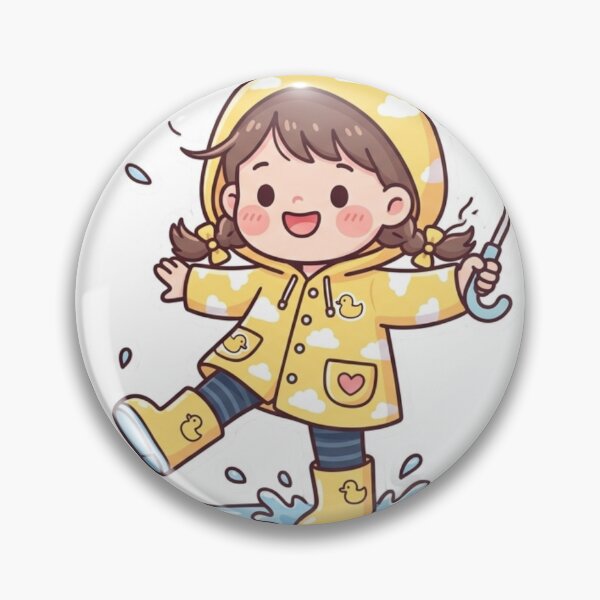 Item preview, Cute Little Girl in Yellow Raincoat Splashing in Rain Puddle | Kawaii Cartoon Sticker | Adorable Rainy Day Illustration designed and sold by ethnicdigital.