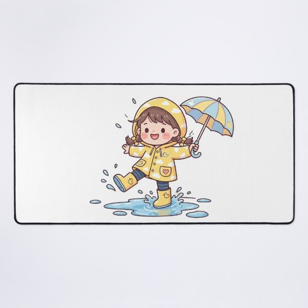 Item preview, Cute Little Girl in Yellow Raincoat Splashing in Rain Puddle | Kawaii Cartoon Sticker | Adorable Rainy Day Illustration designed and sold by ethnicdigital.