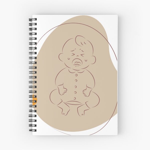Item preview, Minimalist illustration of a crying baby with tears, featured on a brown organic shape background. designed and sold by maewjpho.