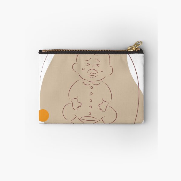 Item preview, Minimalist illustration of a crying baby with tears, featured on a brown organic shape background. designed and sold by maewjpho.