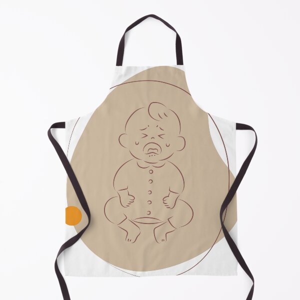 Item preview, Minimalist illustration of a crying baby with tears, featured on a brown organic shape background. designed and sold by maewjpho.