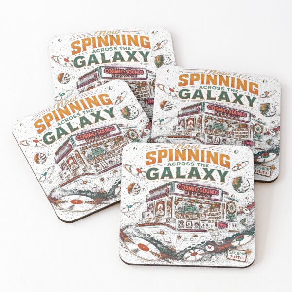 Item preview, Now Spinning Across The Galaxy – Retro Cosmic Record Store Vinyl designed and sold by NarpLTD.