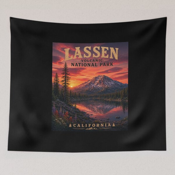 Item preview, Lassen Volcanic National Park Poster | California Vintage Travel Poster | Hidden Bigfoot Mountain Art designed and sold by Swanny's Custom T-shirt and Gift Designs.