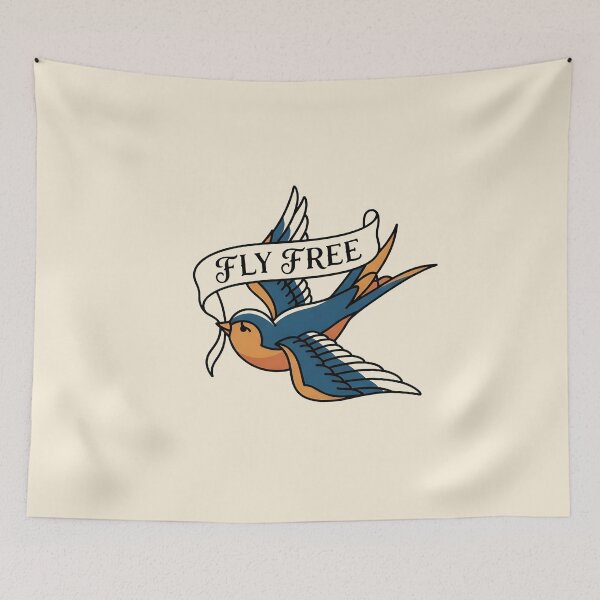 Item preview, FLY FREE - Vintage Swallow Bird American Traditional designed and sold by Zazz Lee.