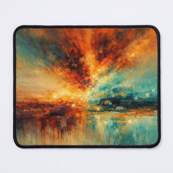 Item preview, Teal and Orange Abstract Fire and Water Modern Landscape Painting designed and sold by Joey Santiago.