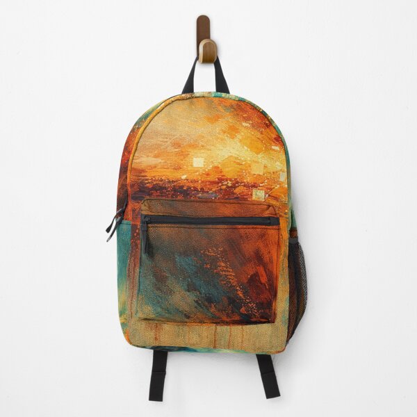 Item preview, Teal and Orange Abstract Fire and Water Modern Landscape Painting designed and sold by Joey Santiago.