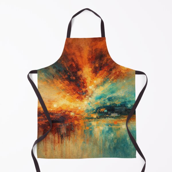 Item preview, Teal and Orange Abstract Fire and Water Modern Landscape Painting designed and sold by Joey Santiago.