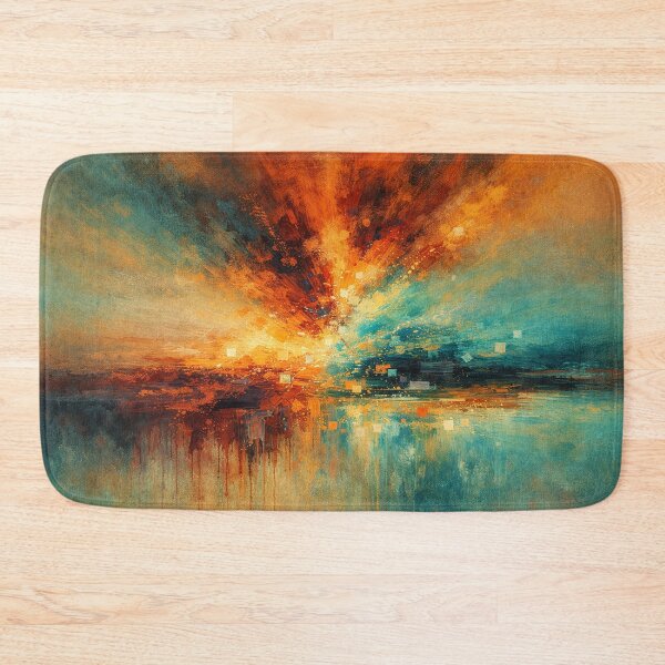 Item preview, Teal and Orange Abstract Fire and Water Modern Landscape Painting designed and sold by Joey Santiago.
