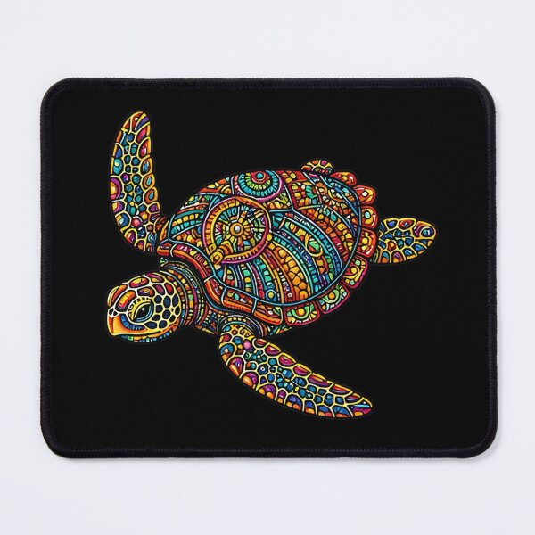 Item preview, Colorful Sea Turtle Gliding | Vibrant Ocean Art designed and sold by Zaru Zentangle Studio.