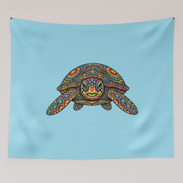 Item preview, Friendly Sea Turtle Face | Colorful Ocean Animal Art designed and sold by Zaru Zentangle Studio.