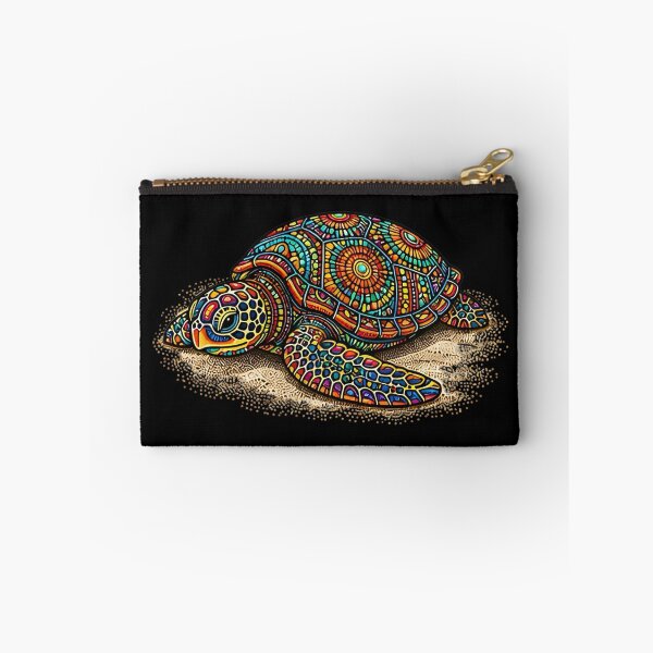 Item preview, Resting Sea Turtle on Beach | Colorful Coastal Art designed and sold by Zaru Zentangle Studio.
